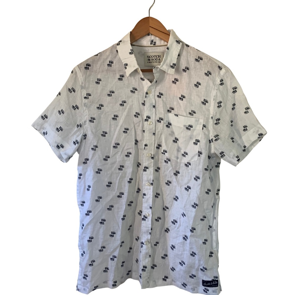 NWT Scotch & Soda White and Black Patterned Casual Shirt